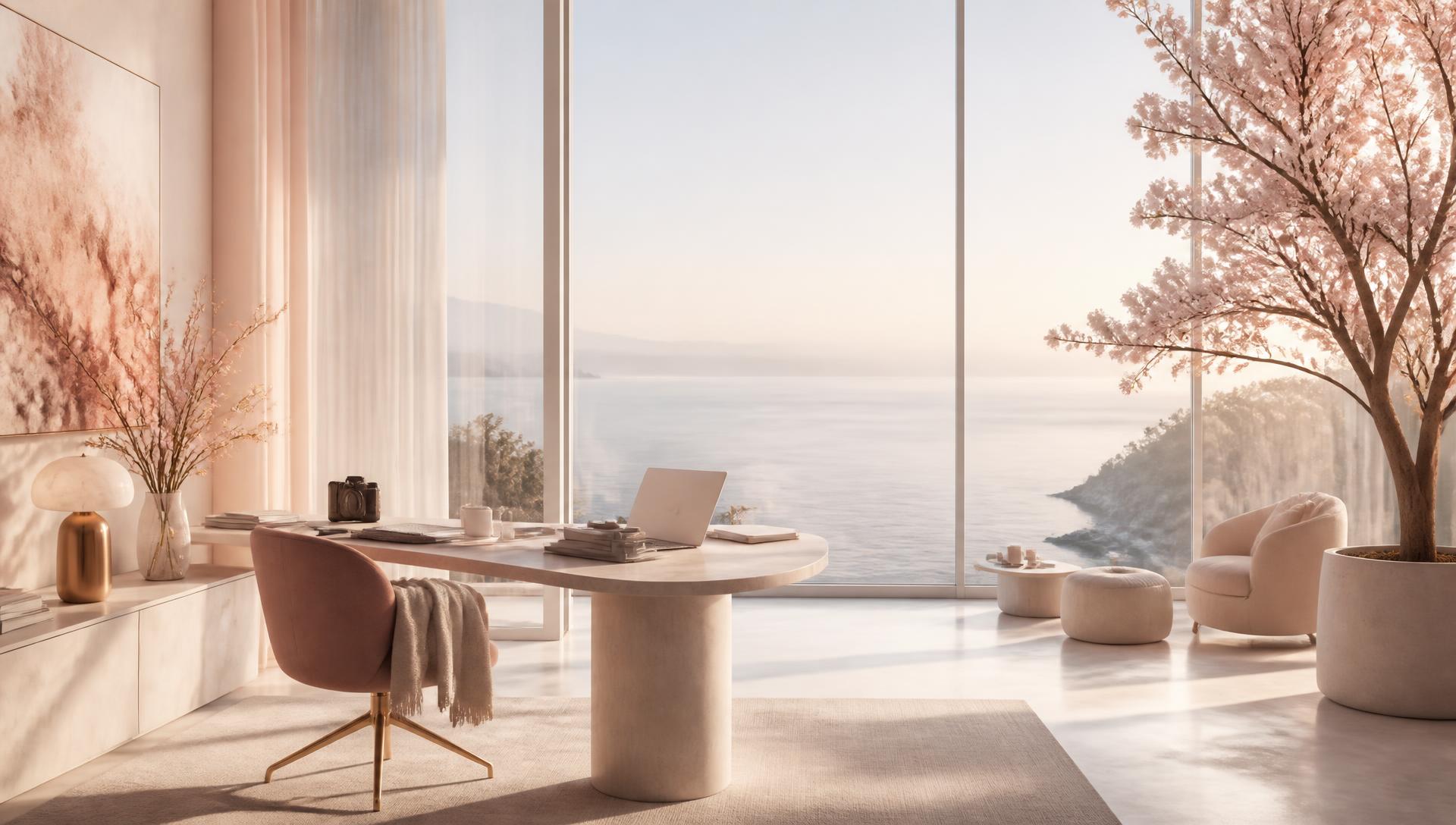 Soft panoramic scenic view at golden hour